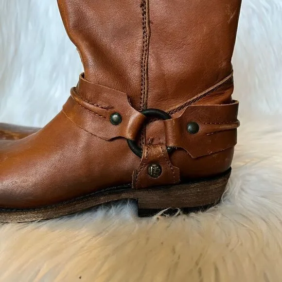NWT Liberty Black Boots Harness Square Toe Boots Brown Size 6 Leather