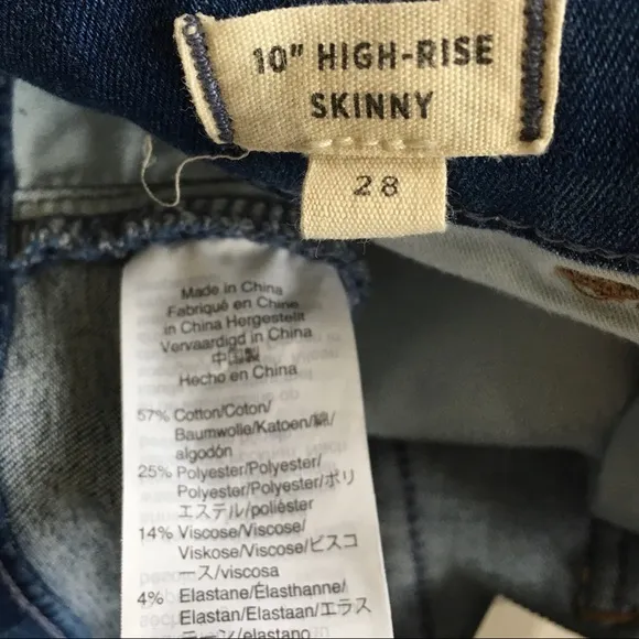 NWT Madewell 10” High Rise Skinny Jean Bixley Blue 28