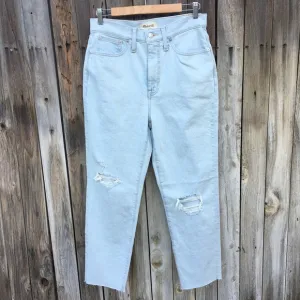 NWT Madewell The Mom Jean High Rise Distressed Raw Hem Jean Harman 27
