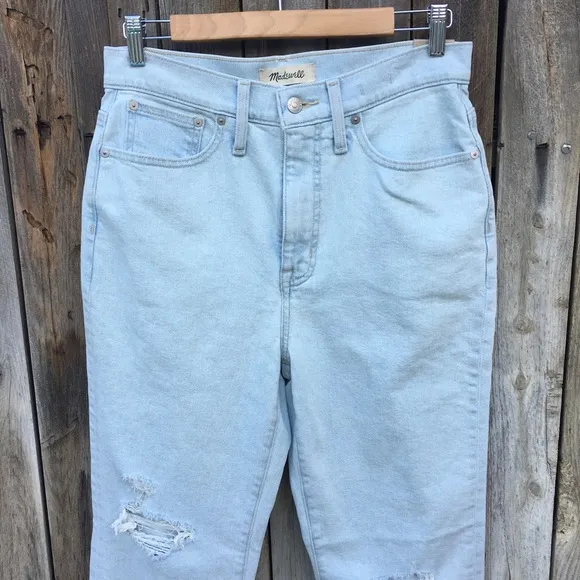 NWT Madewell The Mom Jean High Rise Distressed Raw Hem Jean Harman 27