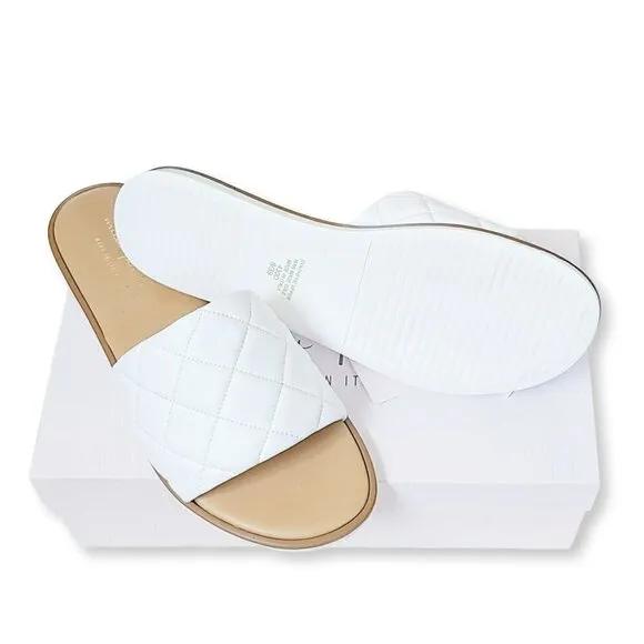 NWT MILA PAOLI Made In Italy Quilted Band Padded Slip on Sandals