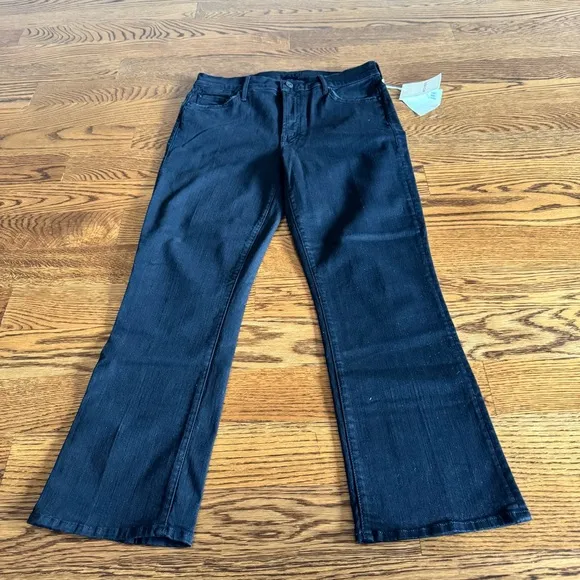 NWT MOTHER The Insider Crop Jeans Women's Black High-Waisted | Size 31