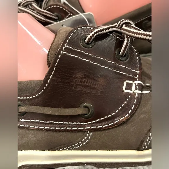 NWT Old Maui Brand Men’s Brown Leather Lace-Up Boat Shoes/Loafers; Size 11.5