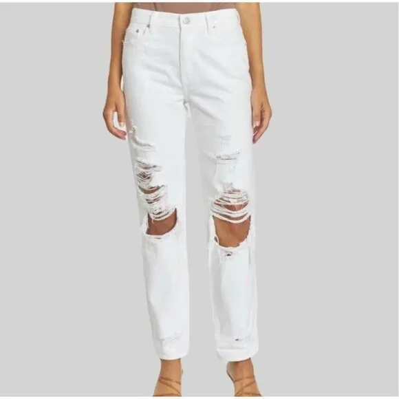 NWT Pistola Jeans Pants High Rise Distressed White Size 27