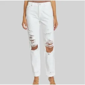 NWT Pistola Jeans Pants High Rise Distressed White Size 27