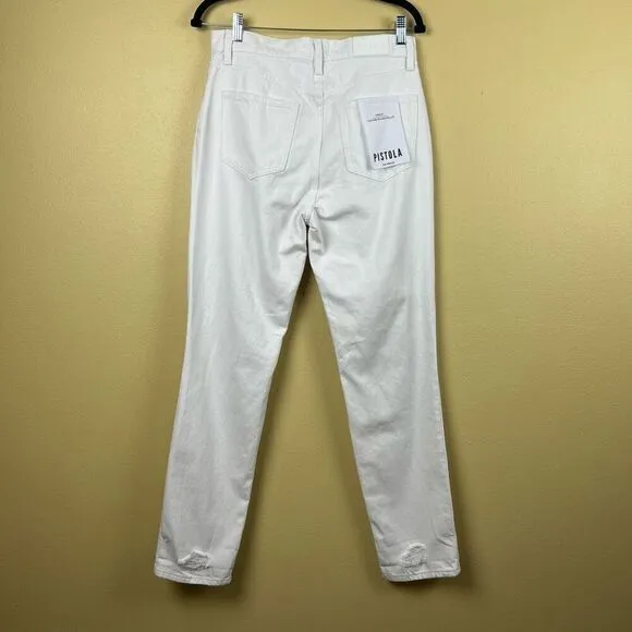 NWT Pistola Jeans Pants High Rise Distressed White Size 27