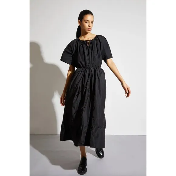 NWT Saint Art Black &quot;Sierra&quot; Taffeta Midi Dress sz L