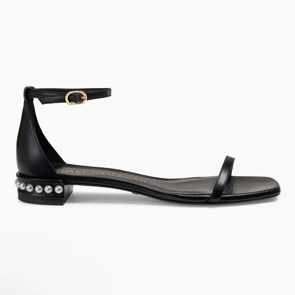 NWT Stuart Weitzman Nudistcurve Pearl-Embellished Leather Sandals