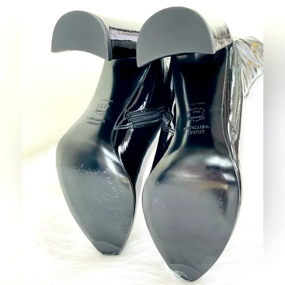 NWT! Stuart Weitzman Over-the-Knee Black Patent Leather Boots Size 39