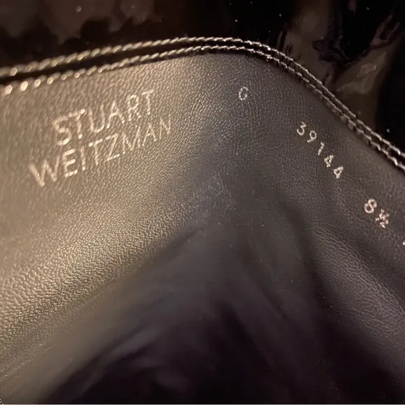 NWT! Stuart Weitzman Over-the-Knee Black Patent Leather Boots Size 39