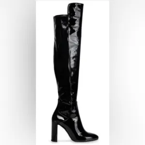 NWT! Stuart Weitzman Over-the-Knee Black Patent Leather Boots Size 39
