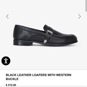NWT The Kooples Men’s Black Leather Loafers with Western Buckle