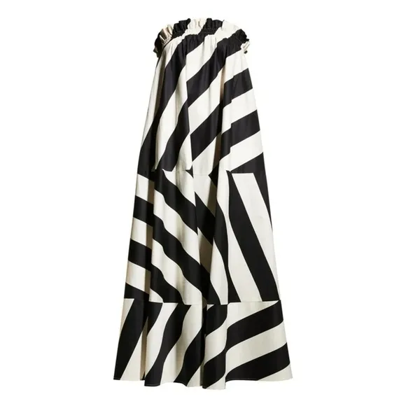 NWT Tory Burch Wide Stripe Long Dress Maxi Strapless Summer Stripe