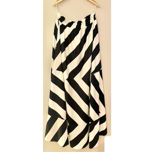 NWT Tory Burch Wide Stripe Long Dress Maxi Strapless Summer Stripe