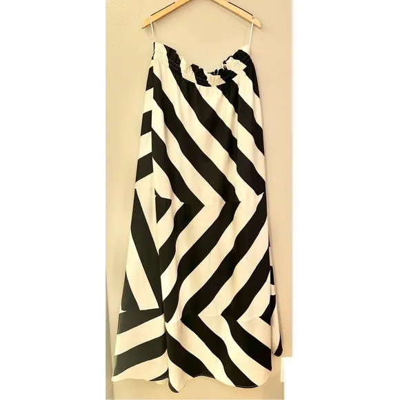NWT Tory Burch Wide Stripe Long Dress Maxi Strapless Summer Stripe