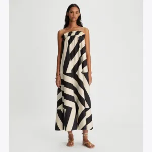 NWT Tory Burch Wide Stripe Long Dress Maxi Strapless Summer Stripe