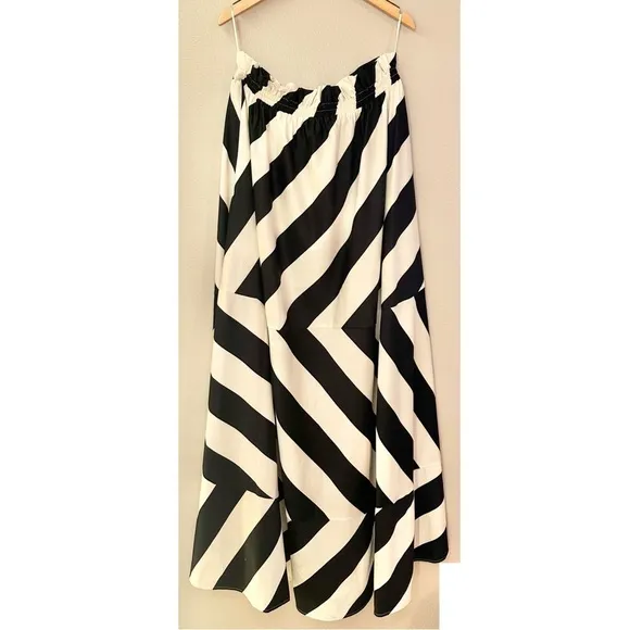 NWT Tory Burch Wide Stripe Long Dress Maxi Strapless Summer Stripe