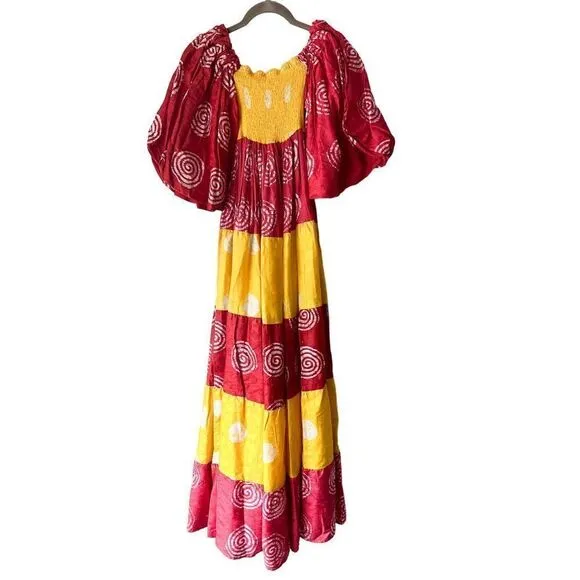 NWT Tuckernuck Elisamama Adufe Dress Cotton Printed Maxi Puff Sleeves