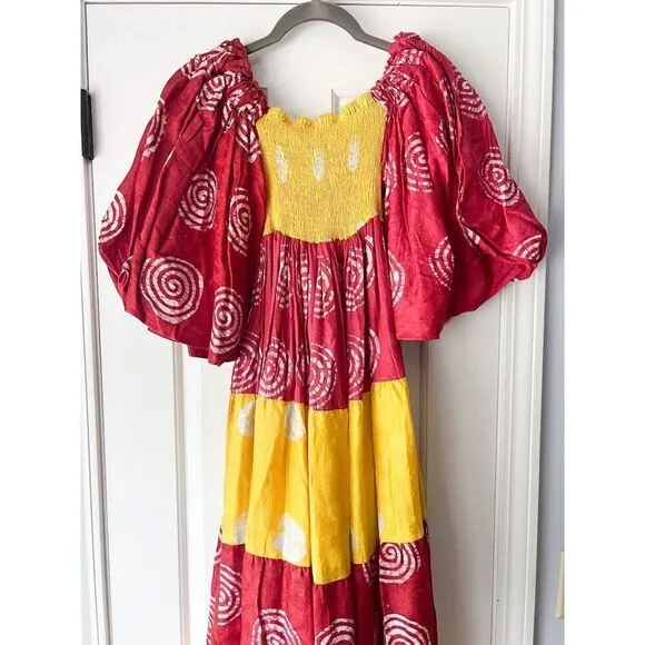 NWT Tuckernuck Elisamama Adufe Dress Cotton Printed Maxi Puff Sleeves