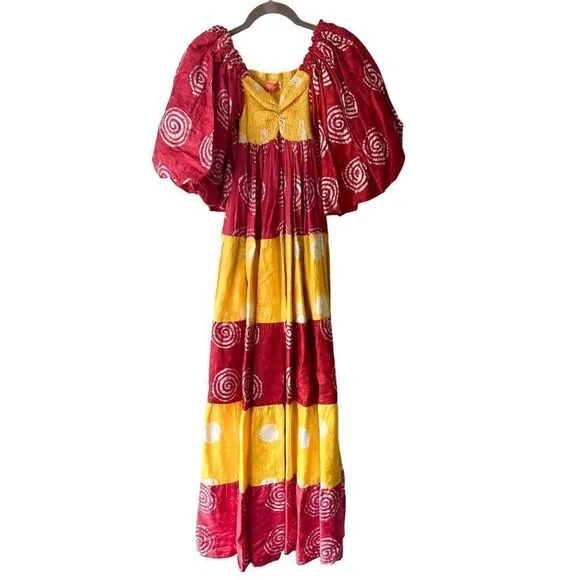 NWT Tuckernuck Elisamama Adufe Dress Cotton Printed Maxi Puff Sleeves