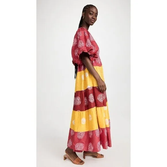 NWT Tuckernuck Elisamama Adufe Dress Cotton Printed Maxi Puff Sleeves