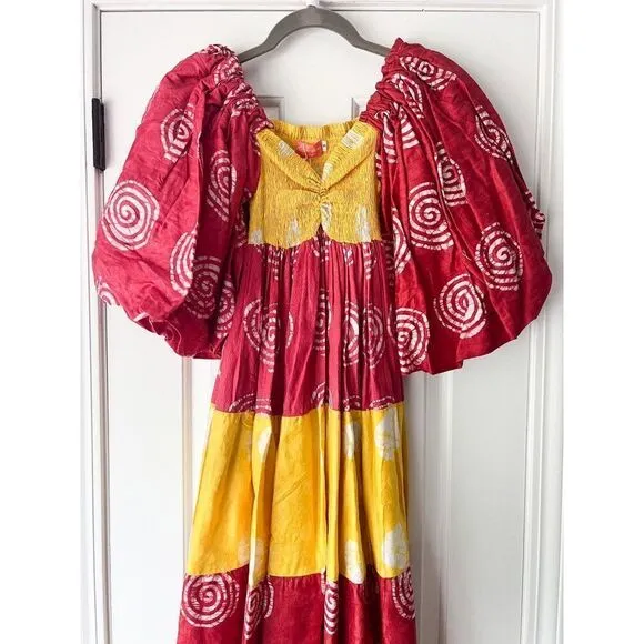 NWT Tuckernuck Elisamama Adufe Dress Cotton Printed Maxi Puff Sleeves