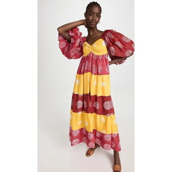 NWT Tuckernuck Elisamama Adufe Dress Cotton Printed Maxi Puff Sleeves