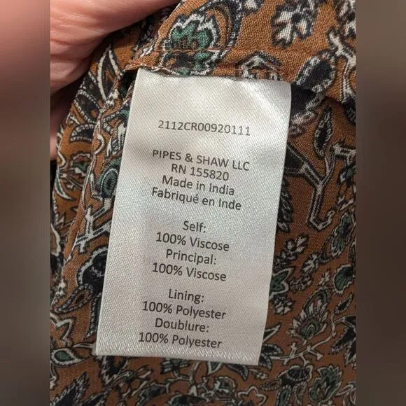 NWT Veronica Beard Tunis drop waist floral brown tier ruffle peasant mid dress 2