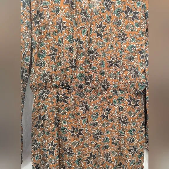 NWT Veronica Beard Tunis drop waist floral brown tier ruffle peasant mid dress 2