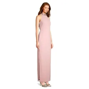 NWT Vince Camuto Halterneck Embellished dress has a high-cut hemline slit size 2