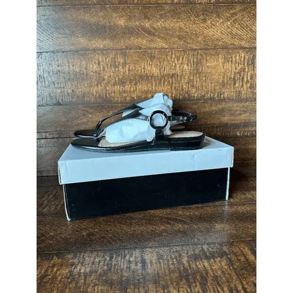 NWT Women's Alfani Black Flat Sandals Size 8.5