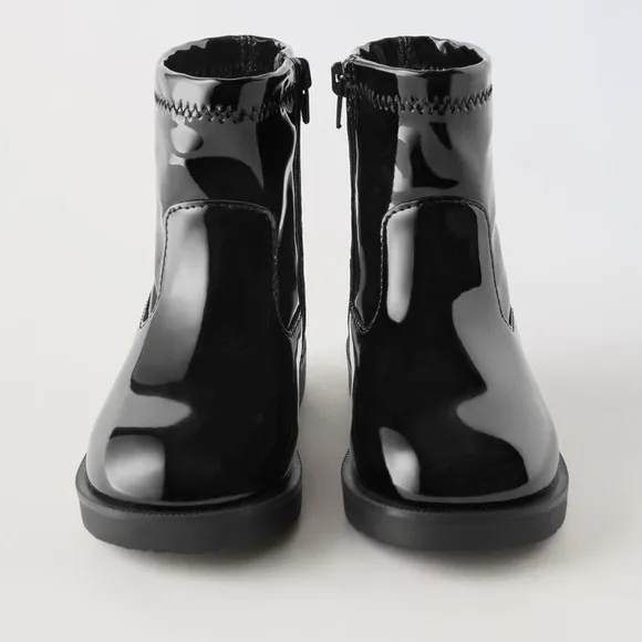 NWT Zara faux patent leather stretch boots 6.5