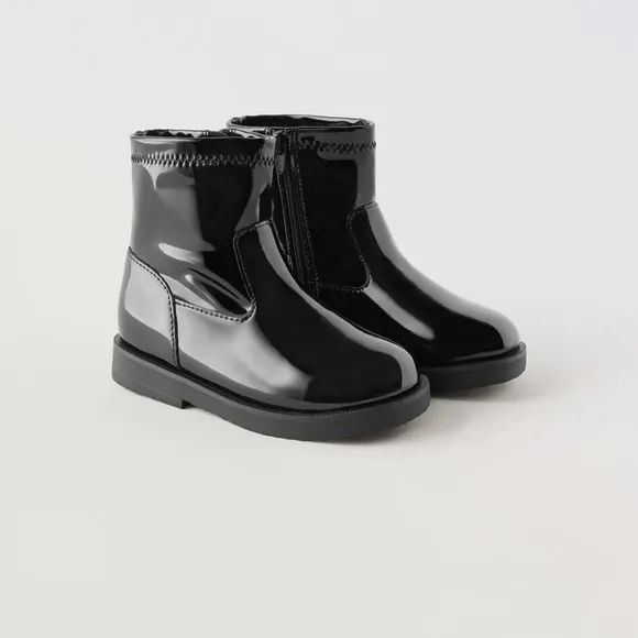 NWT Zara faux patent leather stretch boots 6.5
