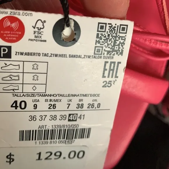 NWT. Zara Pink Tied High-Heel Sandals. Size 9.