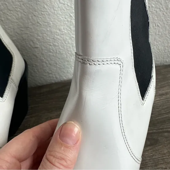 NWT Zara White Heeled Leather Ankle Boots Women’s EU Size 36 US 6