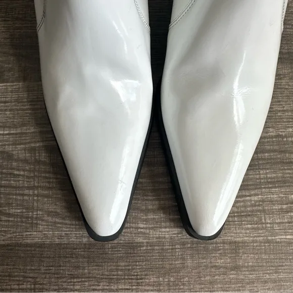 NWT Zara White Heeled Leather Ankle Boots Women’s EU Size 36 US 6
