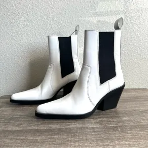 NWT Zara White Heeled Leather Ankle Boots Women’s EU Size 36 US 6