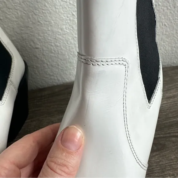 NWT Zara White Heeled Leather Ankle Boots Women’s EU Size 36 US 6