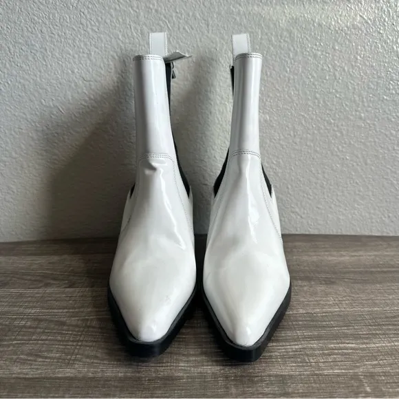 NWT Zara White Heeled Leather Ankle Boots Women’s EU Size 36 US 6