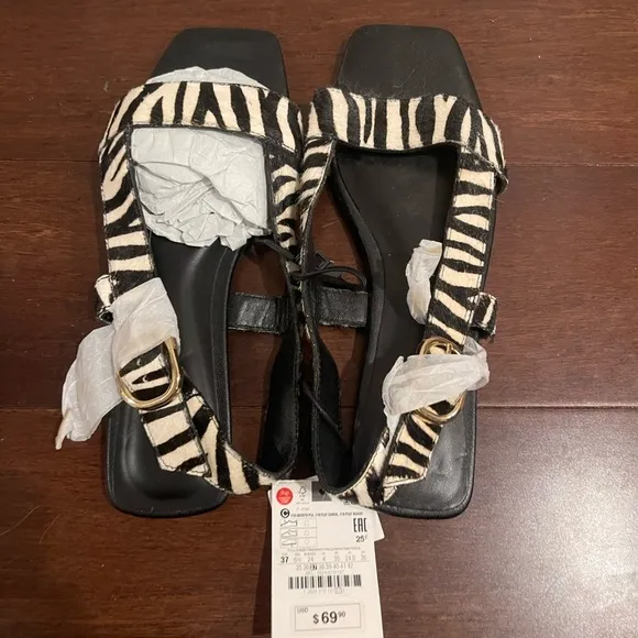 NWT Zebra Print Women's Sandals 6.5 37