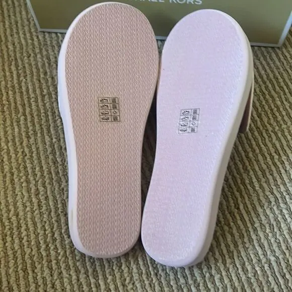 NWT MICHAEL KORS Rhinestone logo pool slide sandals 7