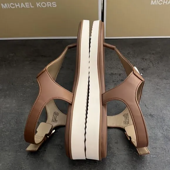 NWT MICHAEL KORS vegan flat sandals brown 6