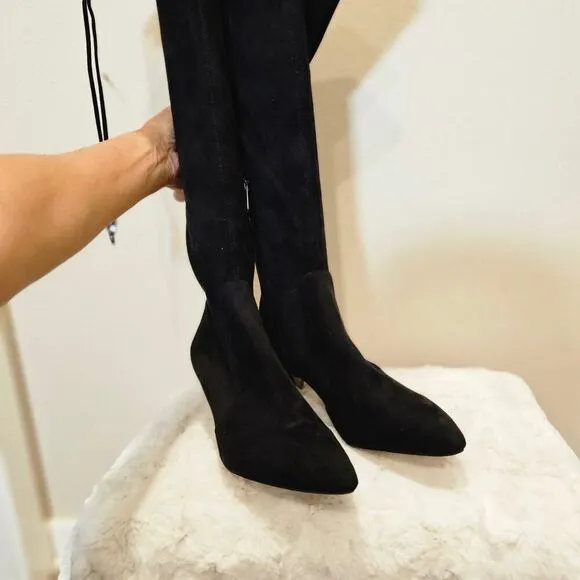 NWT Sam Edelman Women's Black Suede Knee Boots with drawstring Size 9.5