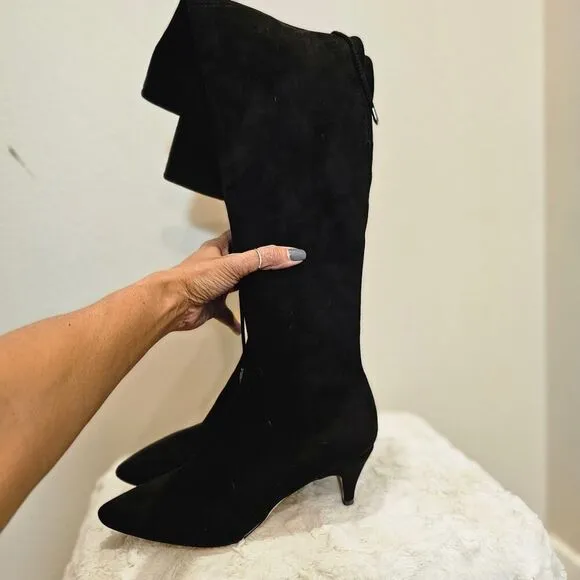 NWT Sam Edelman Women's Black Suede Knee Boots with drawstring Size 9.5