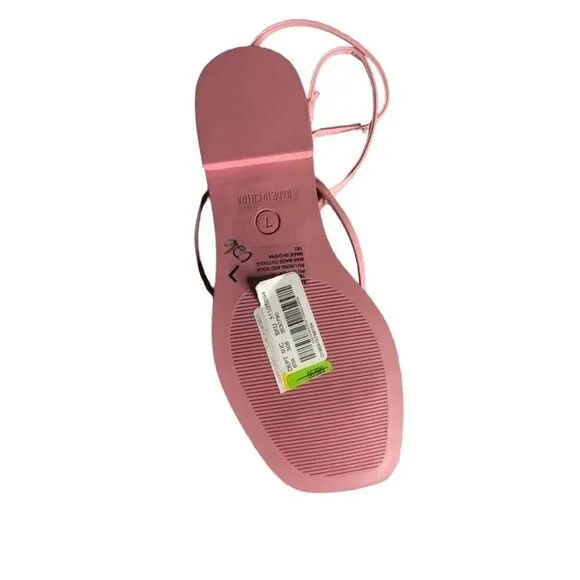 NWT STEVE MADDEN Pink Rise Flat Sandals. Cross Back Straps Slip On Toe. Size: 7