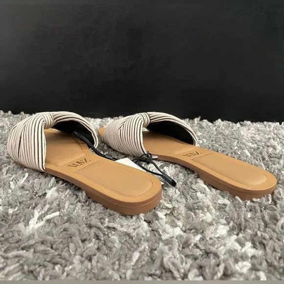 NWT Zara Knotted Fabric Flat Sandals