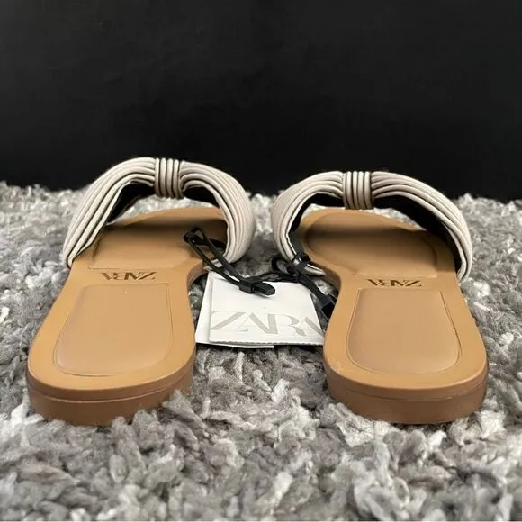 NWT Zara Knotted Fabric Flat Sandals