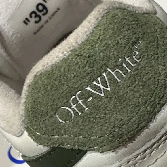 Off-White Men's White and Green Sneakers