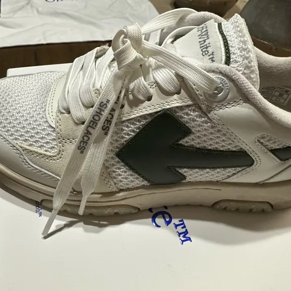 Off-White Men's White and Green Sneakers