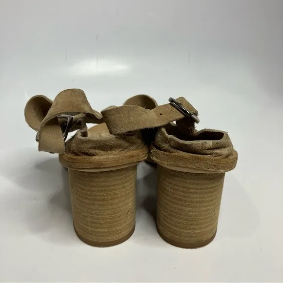 Officine Creative tan leather sandals with block heel made in Italy size 38.5